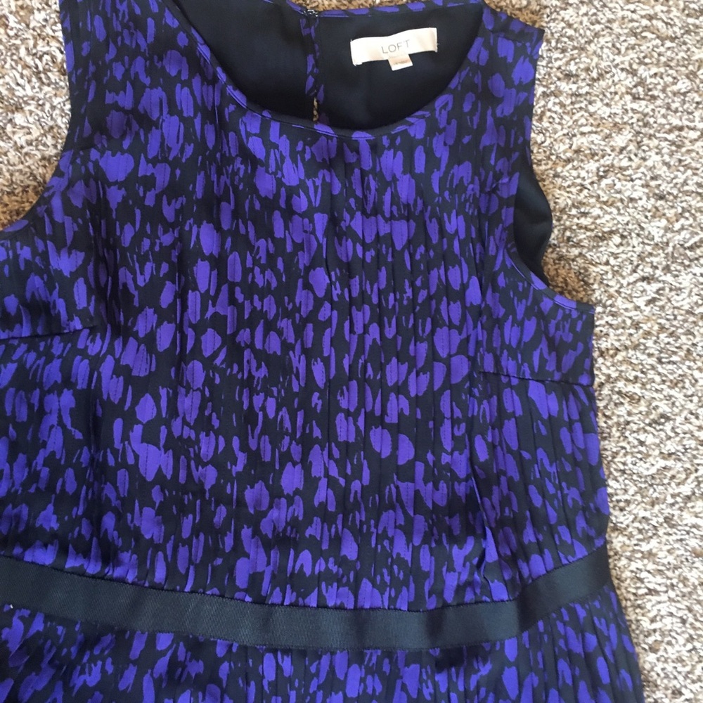 Loft Purple Leopard Pleated Cocktail Dress
